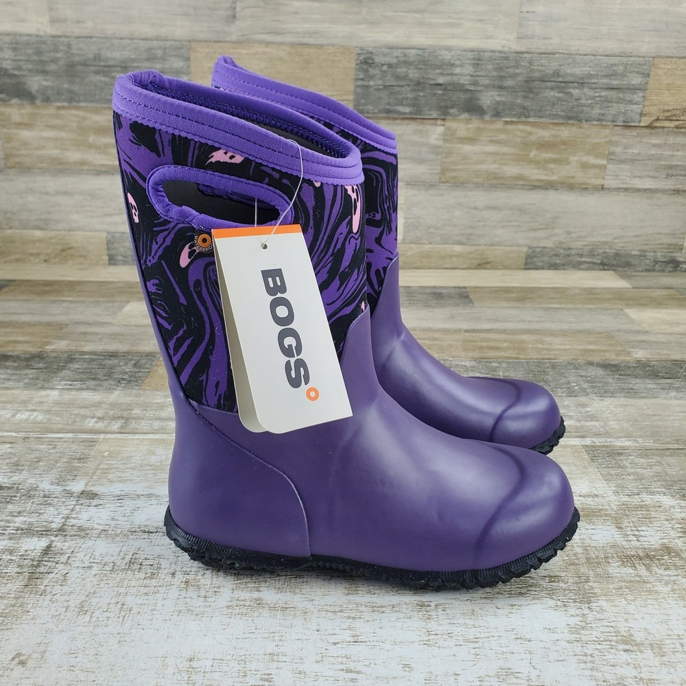 Bogs Neo Spooky Kids Waterproof Sz 4 Matte Violet Purple High Top Round Toe